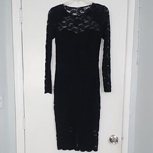 Express Black Long Sleeve Lace Dress